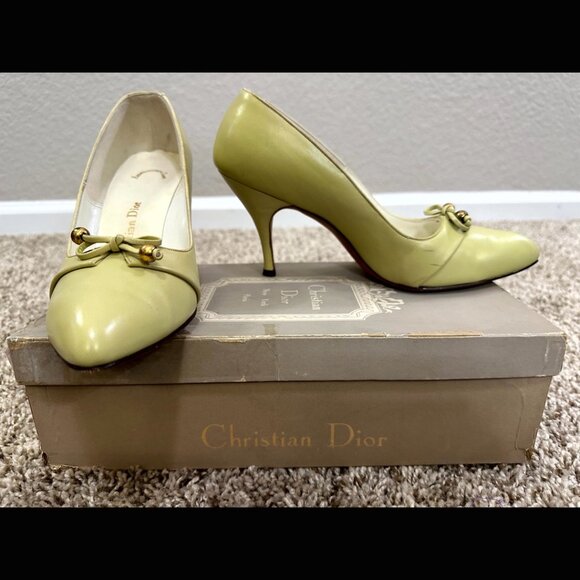 NWTs Deadstock 60s Mint Green Christian Dior Marshall Field's Stilett Leather 8 - Picture 9 of 13